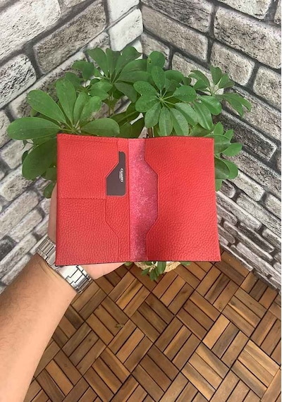 Guard Kırmızı Hakiki Deri Pasaport Kılıfı Erkek / Kadın P5249 Kırmızı