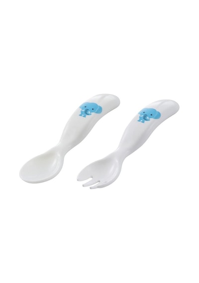Mamajoo Desenli Kaşık & Çatal Seti / Mavi Fil Mavi