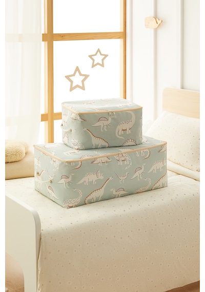 Ocean Home Textile 2'li Çocuk Odası Dinozor Hurç Set 1 Adet 30 x 22 x 18 / 1 Adet 52 x 28 x 21 cm