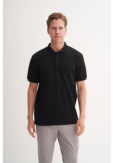 Cazador Polo Yaka Regular Fit Örme Tişört Erkek Siyah