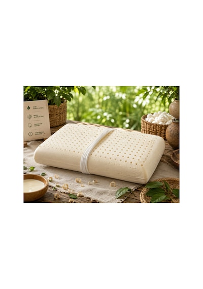 Doğal Lateks Yastık 40x60x14 Cm Ortopedik Boyun Destekli Ergonomik Nefes Alabilir Uyku Yastığı
