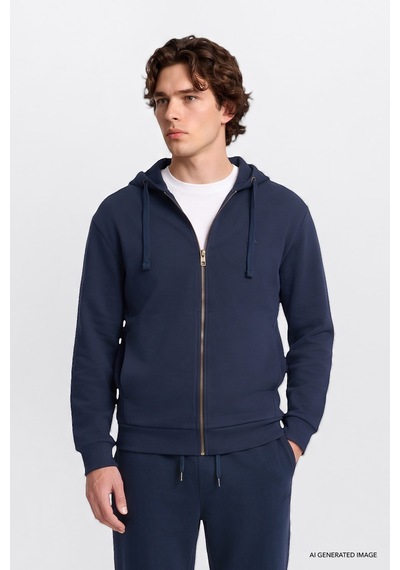 Lee Regular Fit Kapüşonlu Erkek Fermuarlı Sweatshirt L2520310411 Lacivert