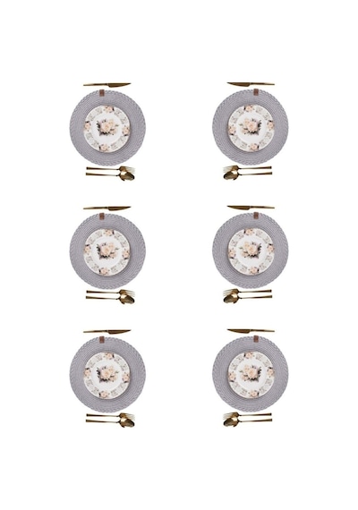 Vos Versa Amerikan Servis 6 Lı Supla Lux Sunum Tabak Altlığ - Yuvarlak Gri Vvhm0045-402 - Gri
