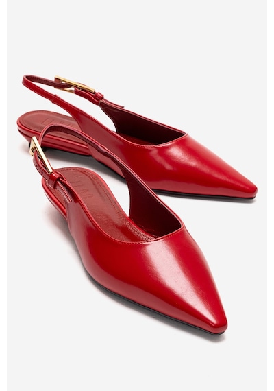 Luvishoes Jenna Kırmızı Cilt Sivri Burunlu Kadın Alçak Topuklu Ayakkabı