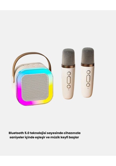 Hubrendy Tekno Taşınabilir Karaoke Hoparlör Bluetooth 5.0 Ve Çift Mikrofonlu