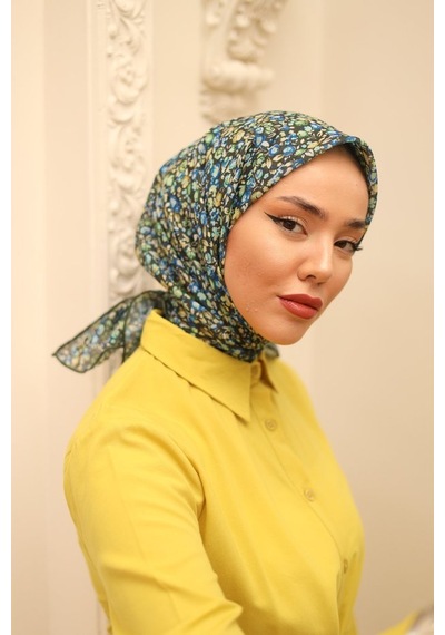 Silk Home Karanfil Desen Soft Pamuk Eşarp Lila Mavi