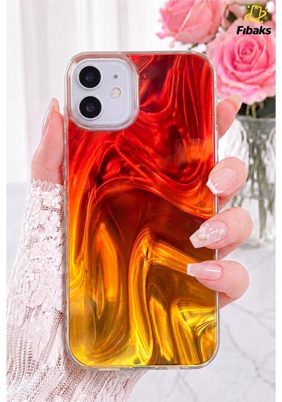 Fibaks iPhone 11 Uyumlu Kılıf Alev Işıltısı Dalga Desenli Zerafet Yükseltilmiş Kamera Çevresi Silikon Kapak
