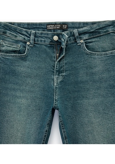 Koton Pamuklu Normal Bel Straight Fit Jean Pantolon - Mark Jean Orta İndigo 6sam40322nd