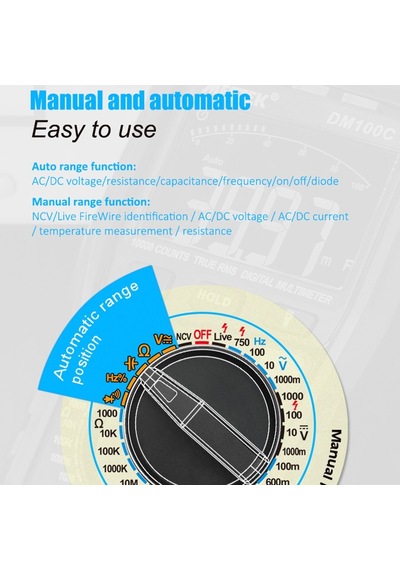 Mestek Dm100c Og Dijital Multimetre True Rms Ncv Otomatik Multimetre - Siyah