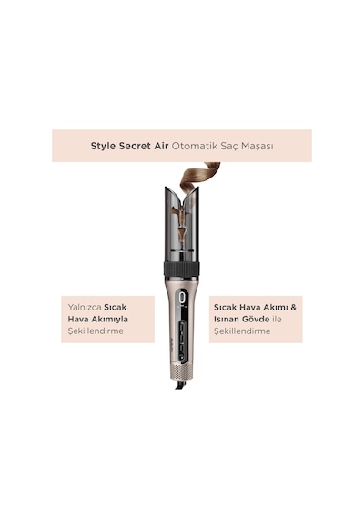 BaByliss C6688E Style Secret Air Auto-Curl Teknolojili Sıcak Hava İle Bukle Yapan Otomatik Saç Maşası Metalik Metalik BaByliss C6688E Style Secret Air Auto-Curl Teknolojili Sıcak Hava İle Bukle Yapan Otomatik Saç Maşası Metalik Metalik