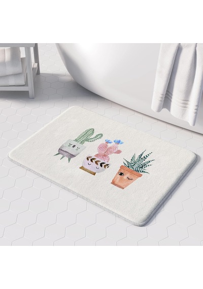 Sevimli Tasarımlı Mikrofiber 2'li Takım Banyo Paspası, Kaymaz Taban, Makinede Yıkanabilir 40x60 50x80 256 Tkmbp Çok Renkli