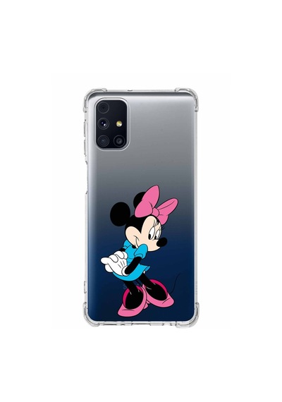 Samsung Galaxy Uyumlu M31s Köşe Korumalı Antişok Kapak Minnie Mouse Tasarımlı Şeffaf Kılıf Şeffaf