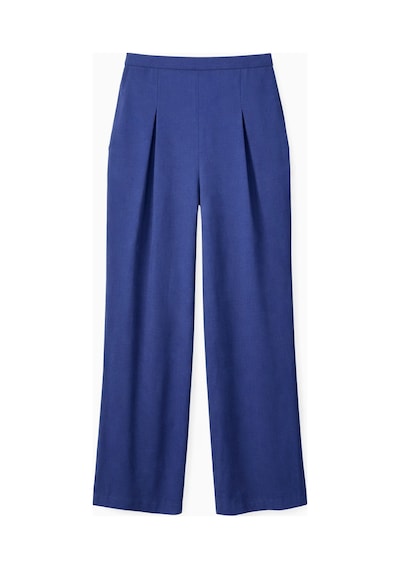 Mixray 4774 Kadın Bol Paça Pileli Pantalon Lacivert