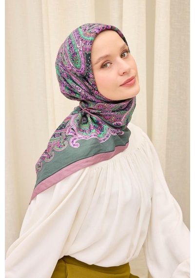 Silk Home Velora Eşarp Ethnic Koyu Yeşil 90x90 Çok Renkli