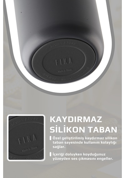 Neoflam Fika Tauko Sızdırmaz Kolay Sökülebilir Temizlenebilir Patentli Kapak Çelik Bardak Termos 470 Ml Antrasit