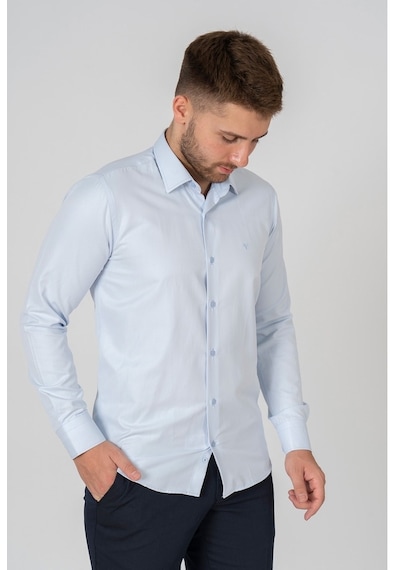 White Stone Verona Pamuklu Regular Fit Düz Gömlek Buz Mavisi