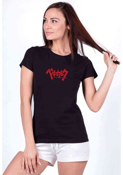 Berserk Mark Logo Baskılı Siyah Kadın Tshirt