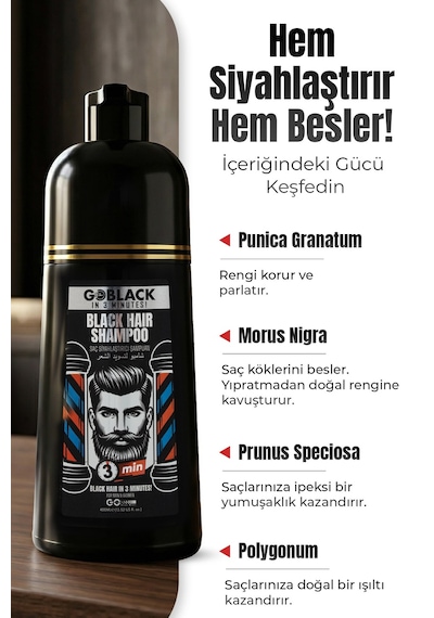 Saç Siyahlaştırıcı Şampuan Saç Sakal Şampuanı Hızlı Etki