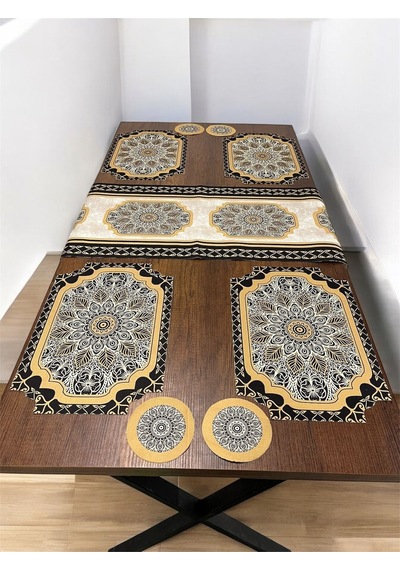 9 Parça Runner Ve Supla Seti Amerikan Servis Runner 40 X 140 Ve Bardak Altlığı Renkli