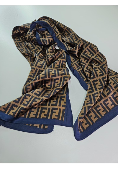 Miorel Scarfs F Desen İthal Vual İpek Şal Aksesuar Fular Silk Scarfs Shawl Hijab Kahverengi