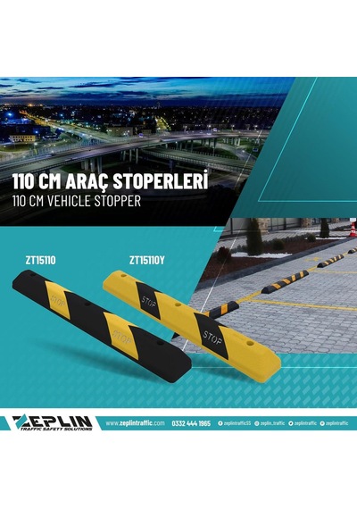 110 Cm Yüksek Performans Araç Stoperi Siyah-Sarı X 4 Adet