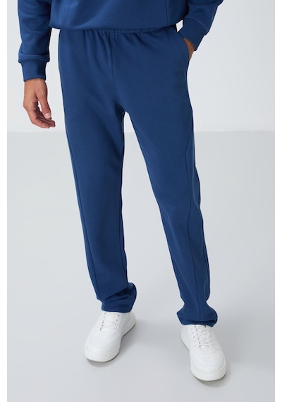 Tommy Life Parlament Kompakt Pamuklu Kalın Pürüzsüz Dokulu O Yaka Comfort Fit Erkek Eşofman Takım -85263 Mavi