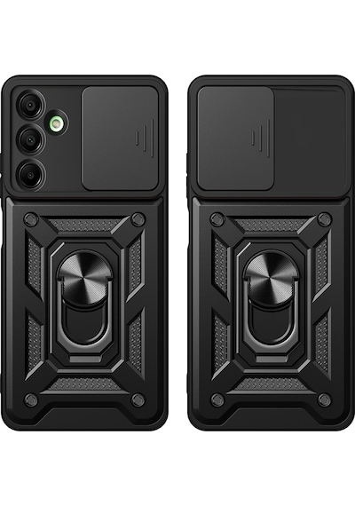 Galaxy A16 Uyumlu Magnetik Standlı Kamera Korumalı Zore Sürgülü Vega Kapak-mavi Mavi