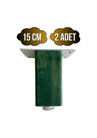 Kale Ayarlı Ahşap Ayak Mobilya Masa Ve Dolap Ayağı Yeşil Kayın/gürgen Ağacı 15cm 2 Adet Yeşil