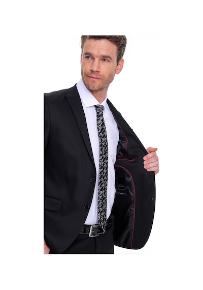Morven Erkek Siyah Basic Düz Slim Fit Dar Kesim Çift Yırtmaç Tak - 498888096 Siyah