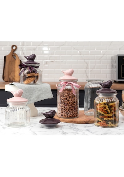 Madame Coco Kuşlu Kavanoz Silindir 1300ml 1kkvnz0094