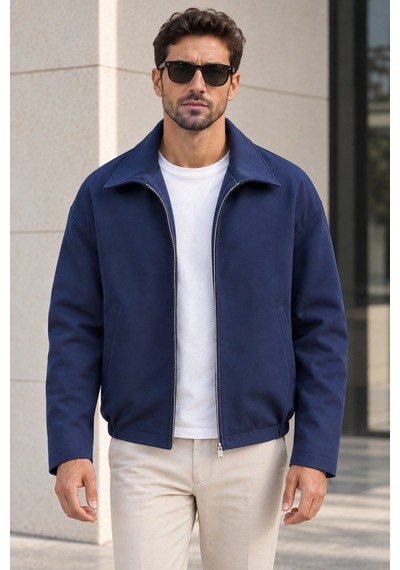 Polo State Erkek Astarlı Fermuarlı Lastik Bel Regular Fit Ceket - Lacivert