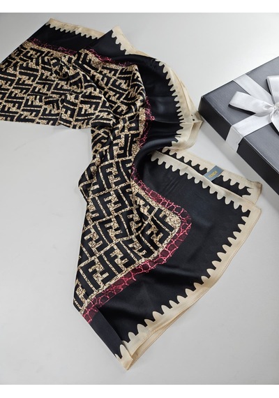 Miorel Scarfs Premium Yeni Sezon F Desen İpek Vual Şal Silk Scrafs Shawl Hijab Siyah