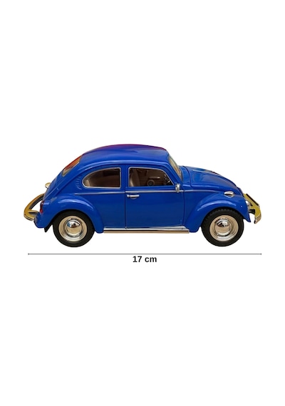 Nostaljik Beetle Vosvos Oyuncak Araba - 17 Cm Büyük Boy Sesli Işıklı Sürtmeli Mavi Model Araba Çok Renkli