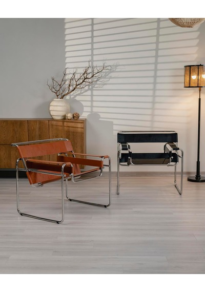Wassily Chair Modern Tasarım Metal İskelet Deri Oturum İkonik Berjer Koltuk Çok Renkli