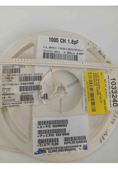 Cl05c1r8cb5nnnc 1.8nf 50v 402 Samsung Uyumlu Smd Seramik Kondansatör 1000 Adet