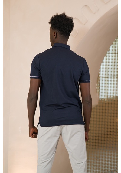 Paul Martin Regular Fit Yaka Garnili Pamuklu Polo Yaka T-shirt Lacivert