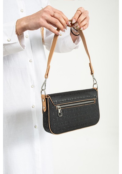 Just Polo Yeni Sezon Gofraj 5 Gözlü Kadın Çapraz Omuz Çantası 23x14cm Pbu1033 Siyah Taba Siyah - Taba