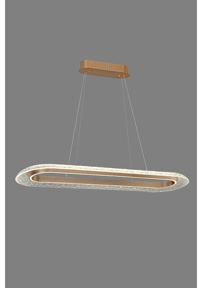 Atena Led Avize - Kristal Cam Efektli Oval Lüks Salon Ve Yemek Odası Aydınlatması Eskitme Eskitme