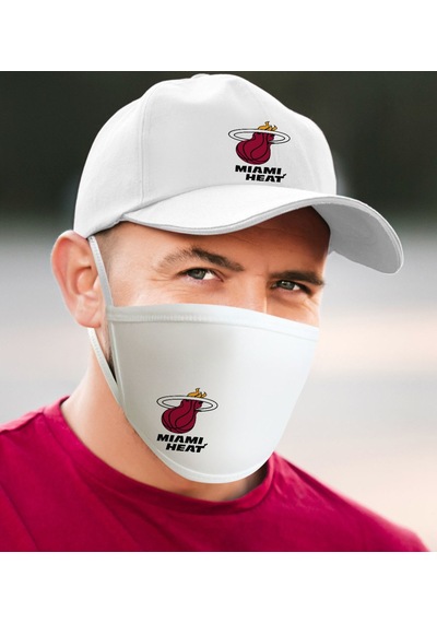 Nba Miami Heat Beyaz Şapka ve Yıkanabilir Maske Seti