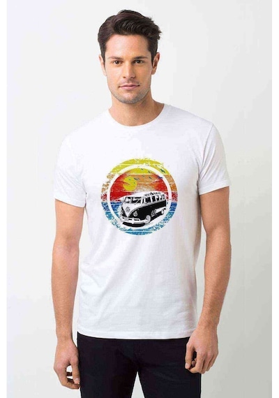 Plaj Classic Transit Baskılı Beyaz Erkek Tshirt