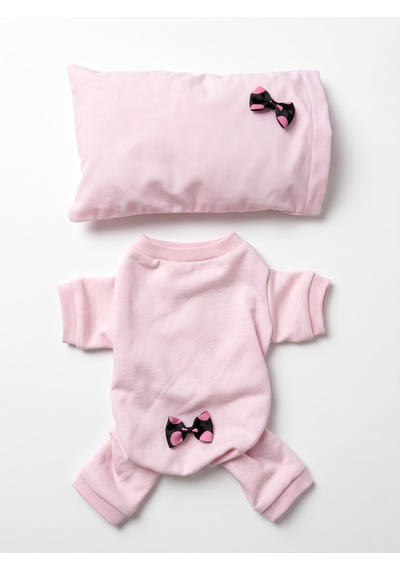 Pinkie Mouse Kedi Uyku Seti Pembe Kalın Penye Kedi Tulumu Ve Kurdele Detaylı Mini Yastık 2 Parça