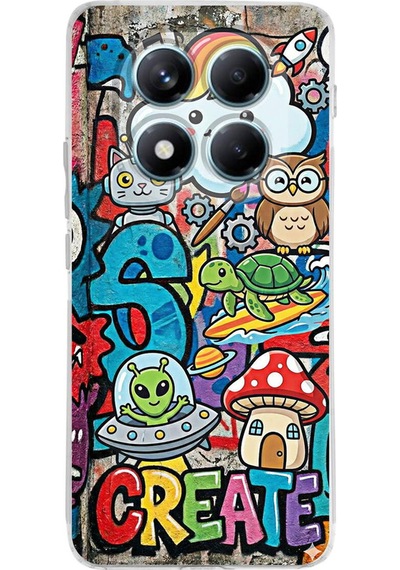 Redmi Note 14 Pro 5g İle Uyumlu Grafiti Create Art Tasarımlı Şeffaf Silikon Kılıf Şeffaf
