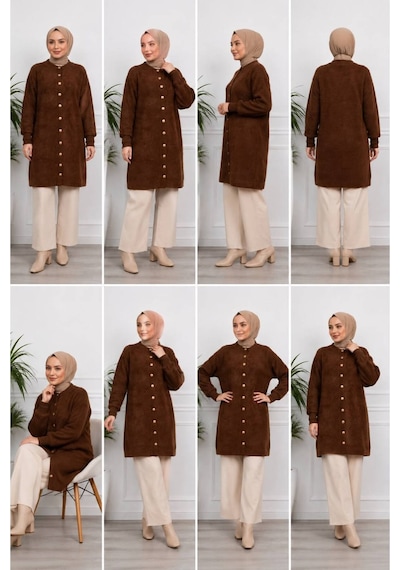 Hıra Co. Kadın Sakallı Triko Hırka Önü Düğmeli Oversize Uzun Kollu Diz Boyu Örme Hırka Kahverengi Kahverengi Hıra Co. Kadın Sakallı Triko Hırka Önü Düğmeli Oversize Uzun Kollu Diz Boyu Örme Hırka Kahverengi Kahverengi