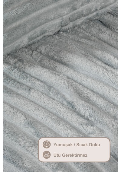 Elart Mateo Battaniye Seti Tek Kişilik Wellsoft 2 Parça 180x240 Cm Gri Gri