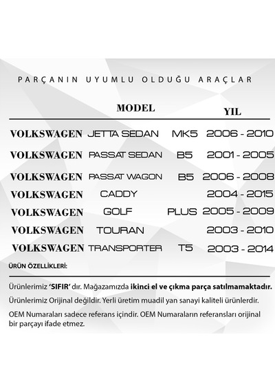 2 Adet Volkswagen Caddy 2004-2015 için Plaka Lambası