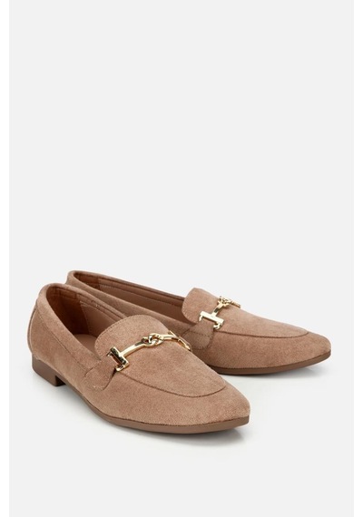 Yaya Kadın Vizon Süet Gold Tokalı Loafer
