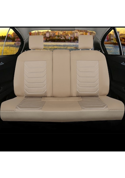 Fiat Egea Cross Uyumlu Lüx Deri Oto Koltuk Kılıfı Ön/arka Set Bej Fs