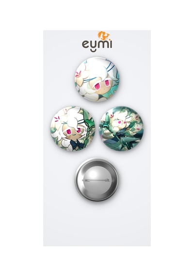 Cookie Run Kingdom White Lily Cookie 3'lü Metal Rozet Seti 58mm İğneli Buton Çanta Yaka Rozeti Çok Renkli