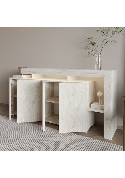 İnarch Dizayn Beliz Led Işıklı Modern Konsol 170 Cm, 4 Kapaklı Ve İç Raflı Depolama, Tasarım Traverten İnarch Dizayn Beliz Led Işıklı Modern Konsol 170 Cm, 4 Kapaklı Ve İç Raflı Depolama, Tasarım Traverten