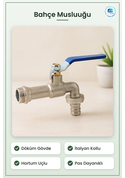 Bahçe Musluğu Döküm İtalyan Kollu Hortum Uçlu Pas Dayanıklı Sulam